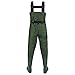 TIDEWE Bootfoot Chest Wader, 2-Ply Nylon/PVC Waterproof Fishing & Hunting Waders with Boot Hanger for Men and Women Green Size 8