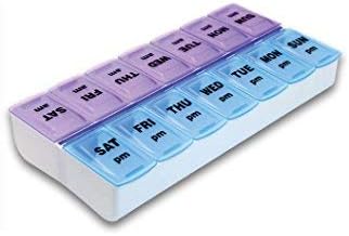 sr biotech Pill Organizer Box with Snap Lids| 7-day AM/PM | Larger Compartments for Bigger Pills