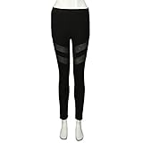 Lookatool Women High Waist Skinny Leggings of Patchwork Mesh Push Up Yoga Pants (L, black)