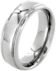 Odyssey Rings 6mm Polished White Tungsten Wedding Ring for Women & Men, Double Grooved Retail Quality Comfort Fit