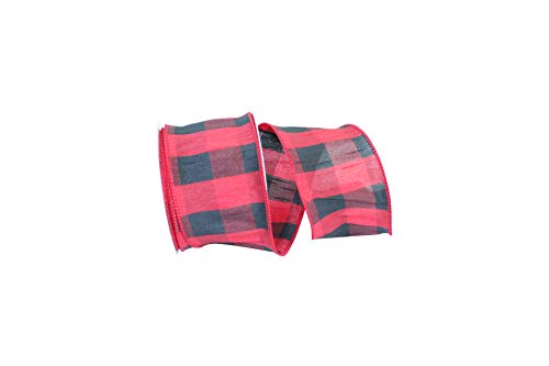 Reliant Ribbon Dupioni Plaid Buffalo Large Wired Edge Ribbon, 2-1/2 Inch X 20 Y…