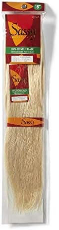 The Sassy Collection Silky Straight Platinum Blonde 18 Inch Human Hair Extension #613 Platinum Blonde