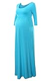 Jinson Women's Basic 3/4 Sleeve Maternity Long Maxi Dress Vestido with Empire Waist for Pregnancy