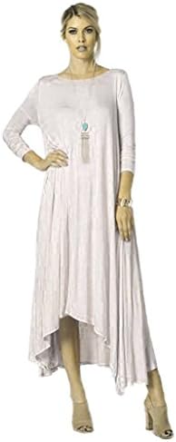 Women's Long Loose Casual Asymmetrical Oversize Handkerchief Hem Jersey Maxi Dress (Made In The USA)