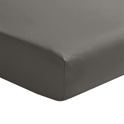 Essix Cotton Satin Fitted Sheet, Palazzo, Zinc, 140 x 200 cm,