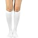 TeeHee Viscose from Bamboo Compression Knee High Socks with Rib 3-Pair (Medium 9-11, White)