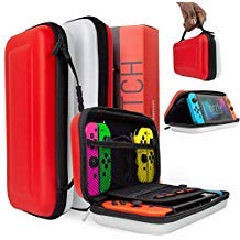 Orzly Carry Case for Nintendo Switch, RED & WHITE Hard Shell Protective Carrying Case Portable Travel Pouch Compatible With Nintendo Switch Games Console & Accessories