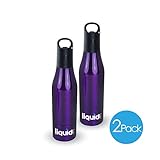 ICY BEV KOOLER STAINLESS STEEL BOTTLE INSULATOR, 2 PACK, PURPLE, beer keeper/holder with silicone bottle stopper; cap with bottle opener and finger grip keeps beer cold longer
