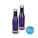 ICY BEV KOOLER STAINLESS STEEL BOTTLE INSULATOR, 2 PACK, PURPLE, beer keeper/holder with silicone bottle stopper; cap with bottle opener and finger grip keeps beer cold longer