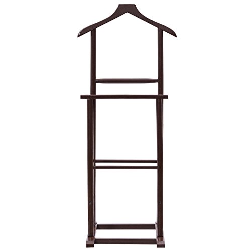 Valet Stand Coat Rack Executive Clothes Suit Hanger Brown