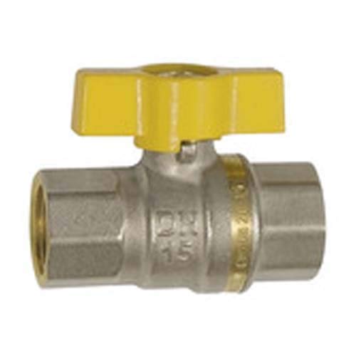 RIEGLER 350.1122 Ball Valve DIN EN 331, DVGW, MS Nickel-Plated, Winged Handle, IG/IG, Rp 1/2