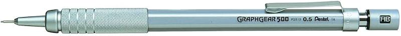 Pentel Graphgear 500 0.5mm Mechanical Pencil HB Lead 4mm Sleeve Silver PG515-A