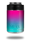 Smooth Fades Neon Teal Hot Pink - Decal Style Skin Wrap fits Yeti Rambler Colster and RTIC Can (Cooler NOT Included)