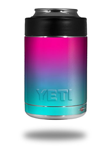 Smooth Fades Neon Teal Hot Pink - Decal Style Skin Wrap fits Yeti Rambler Colster and RTIC Can (Cooler NOT Included)