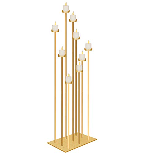 Smtyle Diy 9 Candelabra Floor 70 Inch Tall Candle Holders Centerpiece For Tealight Set Wedding Decor Large With Gold Iron