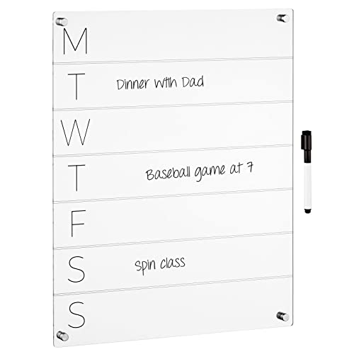 mDesign Weekly Dry Erase Board for Wall Days of Week Acrylic White