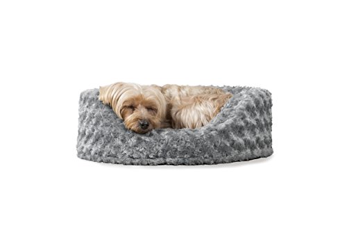 FurHaven Pet Dog Bed | Oval Ultra Plush Pet Bed for Dogs & Cats, Small, Gray