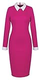 Homeyee Women's Celebrity Turn Down Collar Business Bodycon Dresses (XL, Pink)