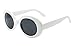 BOLD Retro Oval MOD Thick Frame Clout Goggles Round Lens Sunglasses (White, Smoke)