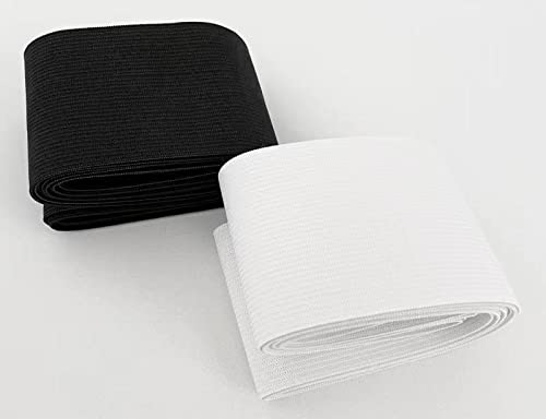 1M, 2 pcs, 35 mm Elastic Band Sewing Flat Elastic Tape for Crafts, Clothing, Flat Elastic Band, Sewing Elastic Fabric for Sewing Black and White, (101332, 35mmx01m)