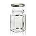 Glass Hexagon Jars - Set of 24 4oz Hexagon Jars with Silver Caps Chalkboard Labels - Perfect for Spices, Honey, Canning, Gifts and Crafts - Kitchen Storage Jars