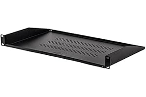 NavePoint Cantilever Server Shelf Vented Shelves Rack Mount 19 Inch 1U Black 10.5 Inches 270mm deep