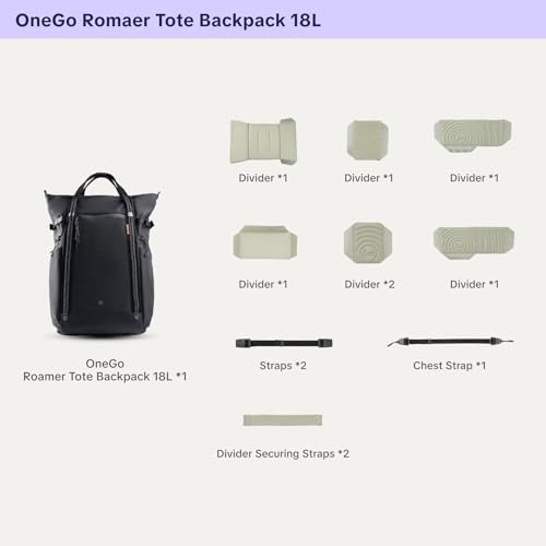 PGYTECH OneGo Roamer 18L/25L Photo Backpack, Casual Water Repellent Tote with Double Port, for DSLR/Hybrid, DJI Mavic Drone, Tripod Holder, Black, Casual