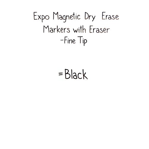 Expo Dry Erase Markers with Eraser, Fine Tip, Black, 4 Count