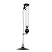 Fuloon Edison Vintage Loft Industrial Pulley Pendant Lights Adjustable Wire Lamps Retractable Lighting (Black)