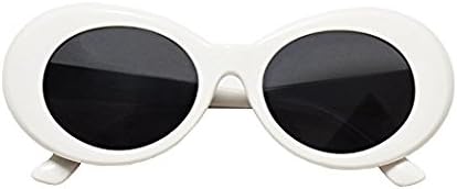BOLD Retro Oval MOD Thick Frame Clout Goggles Round Lens Sunglasses WHITE