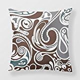 Yourway Cotton Throw Pillow Cover Gray And Brown Abstract