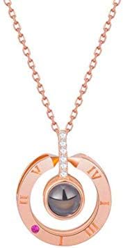 Happy GiftMart I Love You in 100 Different Languages Chain Pendant Necklace for Women and Girls, Gift Unique This Valentines