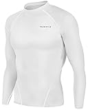 New Men Sports Apparel Long Sleeves Shirts Skin Tights Compression Base Under Layer Top (L, NT002 WHITE)