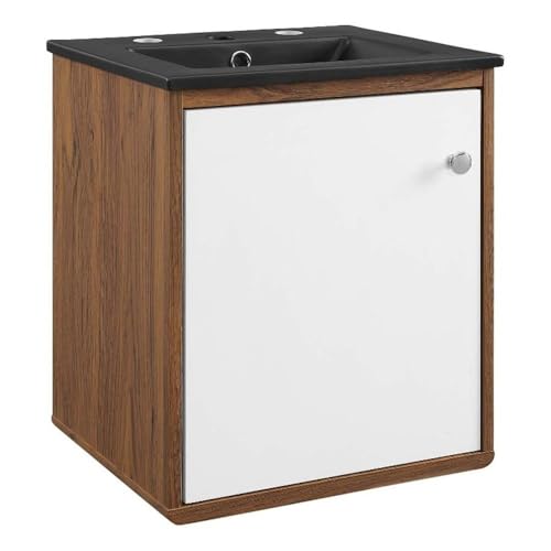 Modway EEI-5388-WAL-BLK Transmit 18" Wall-Mount Bathroom Vanity, Walnut Black