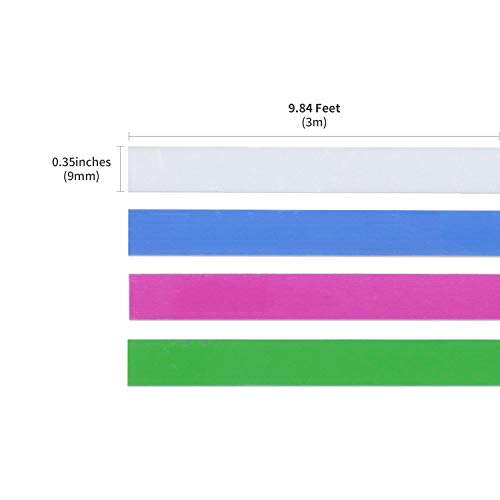MoTEX Refill Tape for Embossing Label Maker, Pastel Color Tapes 4 Rolls, 3/8-Inch (Clear, Green, Violet, Pink) - Thumbnail 3