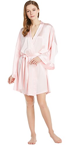 LILYSILK Women's Silk Robe Kimono Japanese Style Bathrobe 22 Momme Loose Piping Mulberry Charmuese Wedding