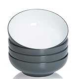 TGLBT Salad/Soup Bowls 4-Pack-40 Ounce Big Stackable Round Fine Porcelain Pasta Bowl Serving Set,Navy gray