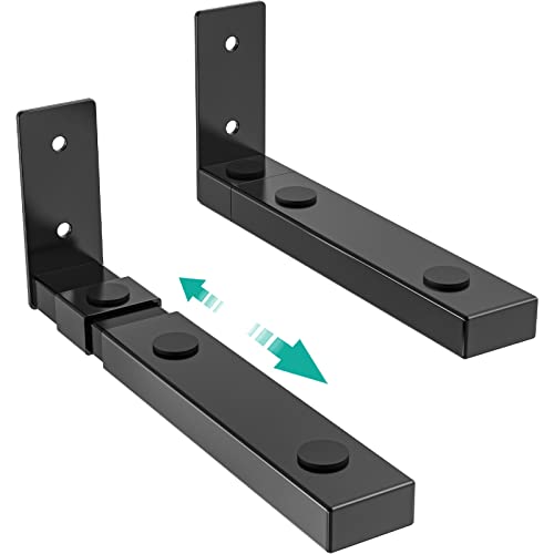 WALI SLK201 Wandhalterung für Lautsprecher mit Doppelhalterung, hält bis zu 13,6 kg, Arme verlängern die Anpassung von 17,8 cm bis 29,2 cm, Schwarz