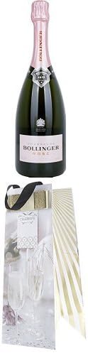 Bollinger Rose Non Vintage Champagne 75 cl with Hallmark Congratulations Gift Bag Celebrate - Large Bottle Bag