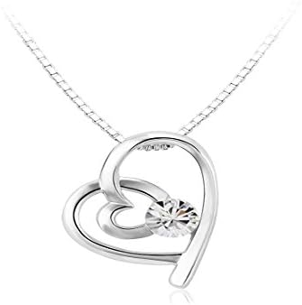 Silver Heart Swarovski Crystal Pendant Necklace for Women | Jewellery Gift for Mum, Wife, Girlfriend | Birthday Anniversay Mothers Day Valentines Day Any Occassion