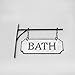 Silvercloud Trading Co. Rustic Hanging Double-Sided Bath Embossed Black on White Enamel Metal Sign with Bracket - Wall Decor - Room Label