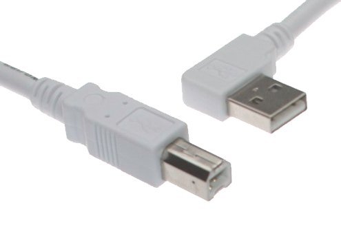 USBGear 6ft. White USB Cable A Right Angle to B, High-Speed USB 2.0 Device Cable