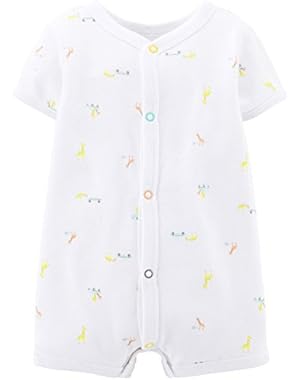 Unisex Baby Print Romper (Baby) - Cars/Giraffes - 6 Months