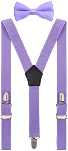 YJDS Boys' Mens' Suspenders and Bow Tie Set Adjustable Y Shape Leather