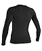 O'Neill UV 50+ Sun Protection Womens Basic Skins Long Sleeve Crew Sun Shirt Rash Guard, Black, Large