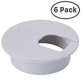 TOPETEK Computer Desk Grommet Kit - 2" White Wire Organizer for Office Cord Management (6 Pack)