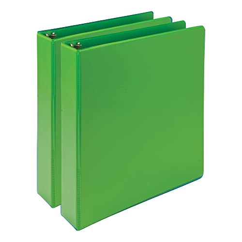 Samsill Earth's Choice™, fichário com 3 anéis coloridos, durável, anel redondo de 3 cm, até 25% de plástico à base de plantas, ecológico, certificado pela USDA, verde limão, pacote com 2