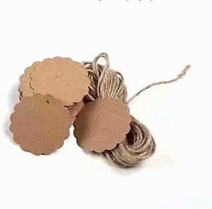 LinZhe 100pcs Small Brown Kraft Paper Tag with 10M Twine String - Shabby Chic Wedding Tags,Gift Message Tags,DIY Cards,Luggage Tags,Price Label, Store Clothes Tag