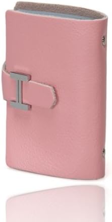 Eonice Soft Premium Cowhide Leather Business ID Credit Card Case Holder Pouch Card Carrying Case Purse (Pink)
