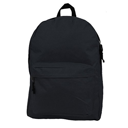 Basic Backpack Classic Bookbag Simple School Book Bag Casual Student Daily Daypack 18 Inch with Curved Shoulder Straps Black